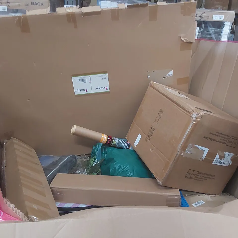 PALLET OF ASSORTED ITEMS INCLUDING: MATTRESS/MATTRESS TOPPER (UNSPECIFIED), A3 LIGHT PAD, RETRACTABLE SAFETY GATES, MAT, VILEDA STEAM MOP ECT