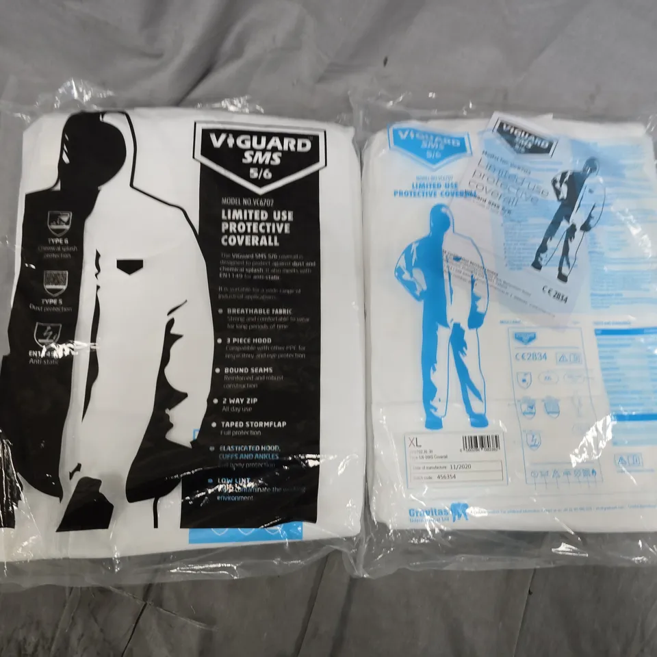 APPROXIMATELY 12 VANGUARD SMS PROTECTIVE COVERALLS IN WHITE IN VARIOUS SIZES