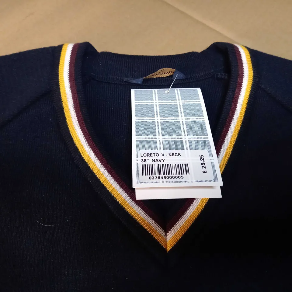 LORETO V-NECK NAVY JUMPER - SIZE 38"