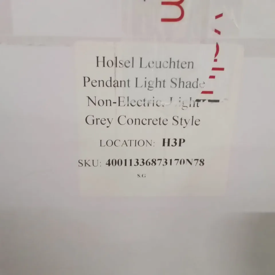 BOXED HOLSEL LEUCHTEN PENDANT LIGHT SHADE NON-ELECTRIC, LIGHT GREY CONCRETE STYLE 