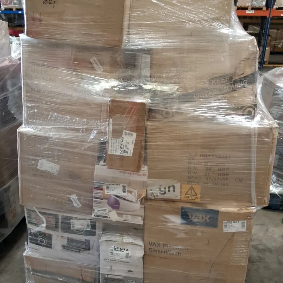 PALLET OF APPROXIMATELY 25 UNPROCESSED RAW RETURN HOUSEHOLD AND ELECTRICAL GOODS TO INCLUDE;