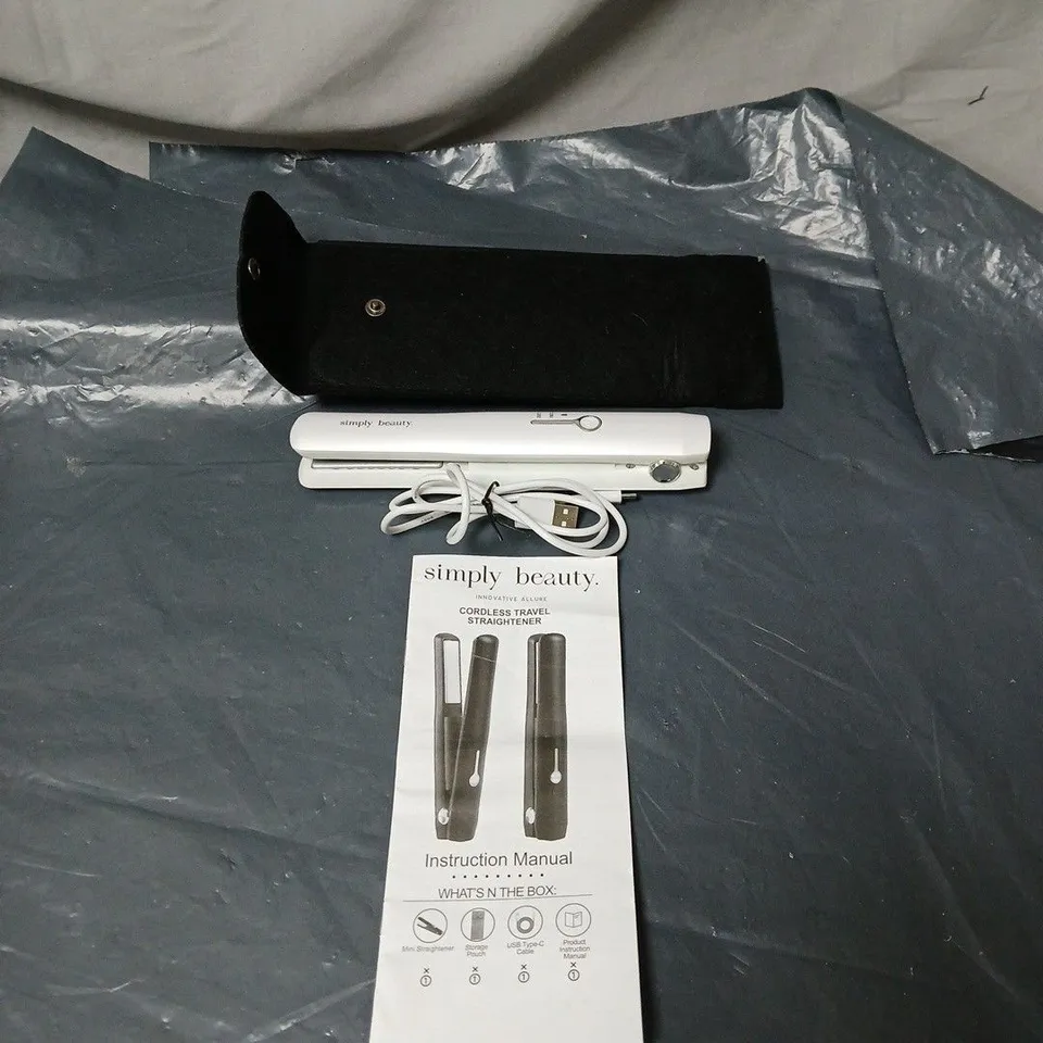 SIMPLY BEAUTY CORDLESS COMPACT STRAIGHTENER IN WHITE