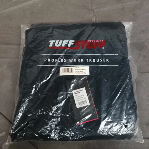 BAGGED TUFFSTUFF PROFLEX WORK TROUSERS IN NAVY - SIZE 36