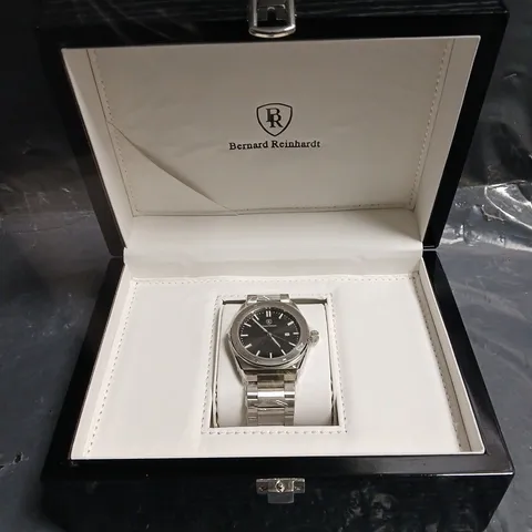 MENS BERNARD REINHARDT WATCH β BLACK DIAL β STAINLESS STEEL CASE & STRAP
