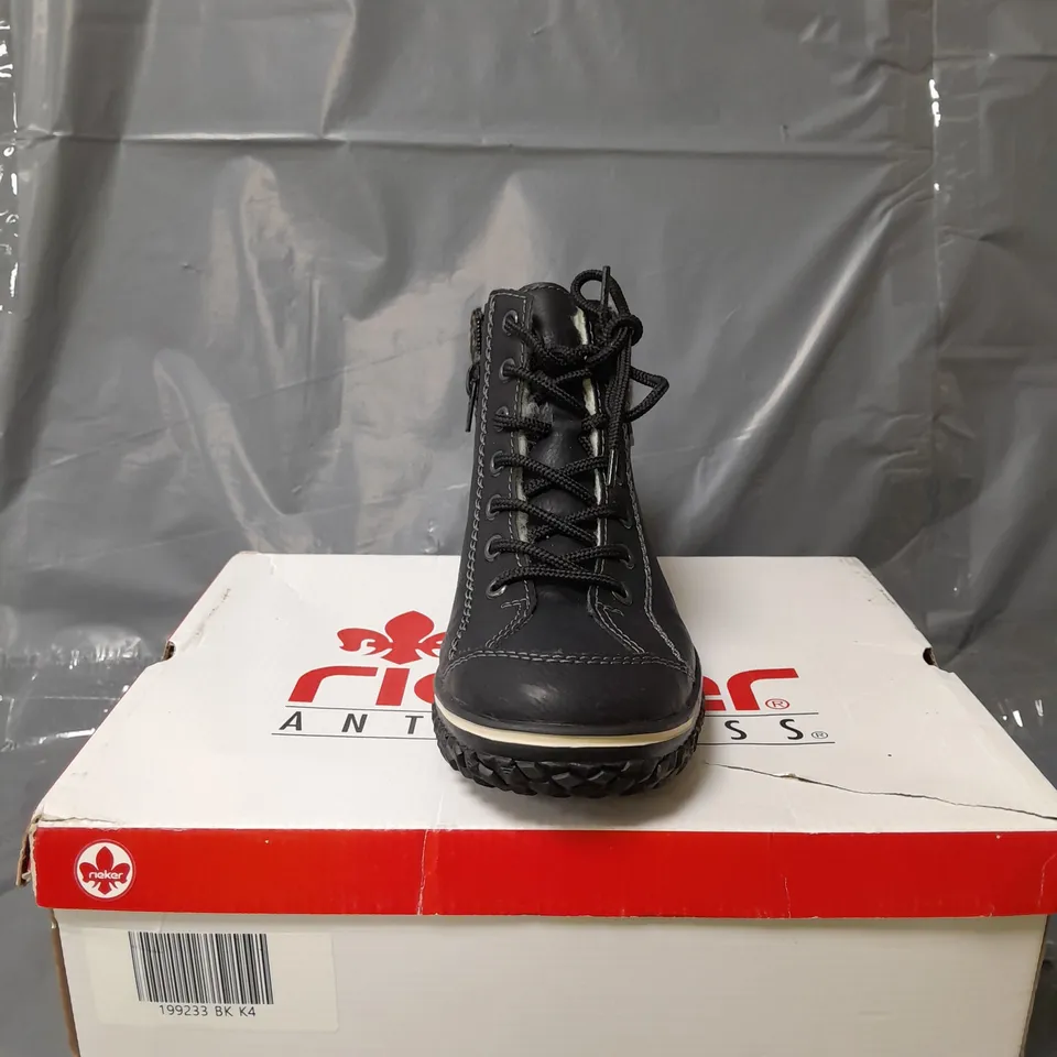 RIEKER LACE UP ANKLE BOOTS BLACK 4