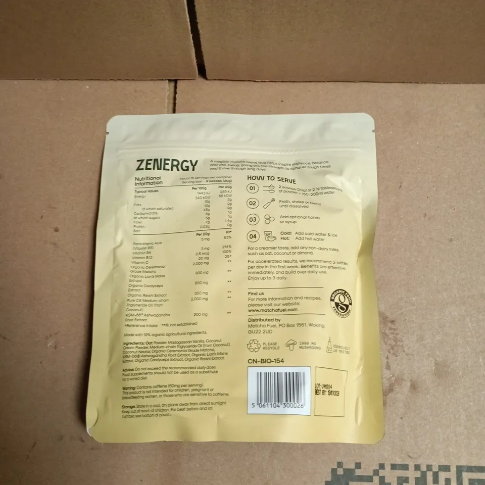 ZENNERGY MATCHA FUEL – MADAGASCAN VANILLA, VEGAN DIETARY SUPPLEMENT (POWDER, 300G)