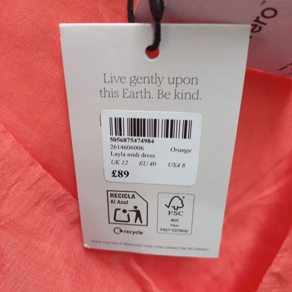 NOBODYS CHILD LAYLA MIDI DRESS IN ORANGE - UK 12