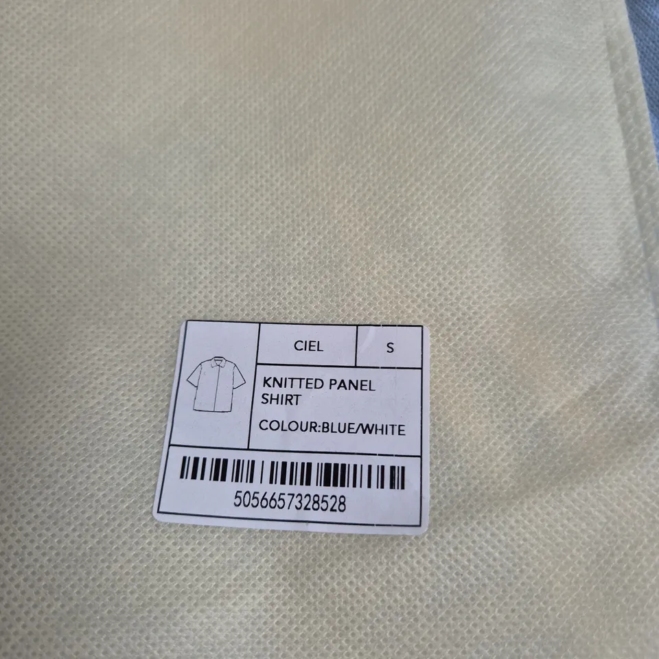33MM KNITTED PANEL SHIRT – BLUE/WHITE – SIZE S