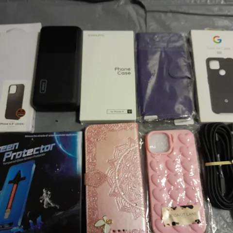 LOT OF ASSORTED MOBILE PHONE ACCESSORIES TO INCLUDE CASES, SCREEN PROTECTORS AND CABLES