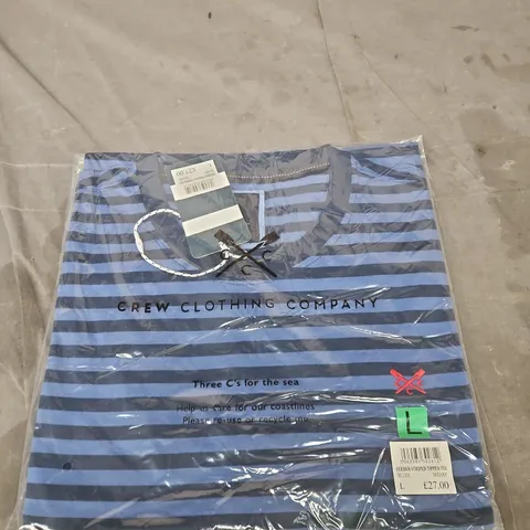 CREW CLOTHING COMPANY STRIPED TEE – SIZE L – BLUE