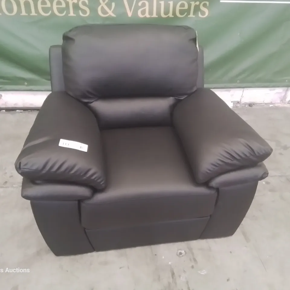 DESIGNER EASY CHAIR BLACK FAUX LEATHER 