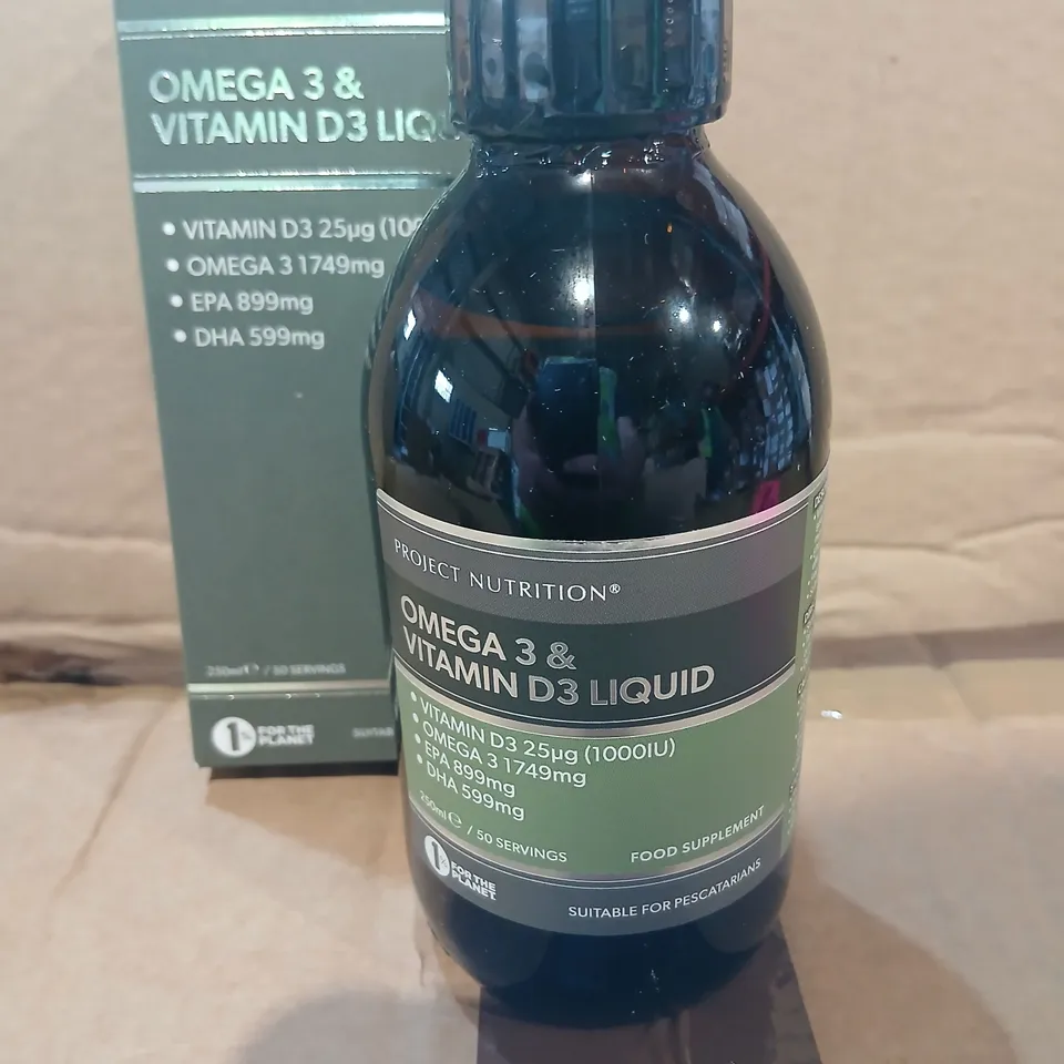 APPROXIMATELY 28 PROJECT NUTRITION OMEGA 3 & VITAMIN D3 LIQUID – 250ML BOTTLE