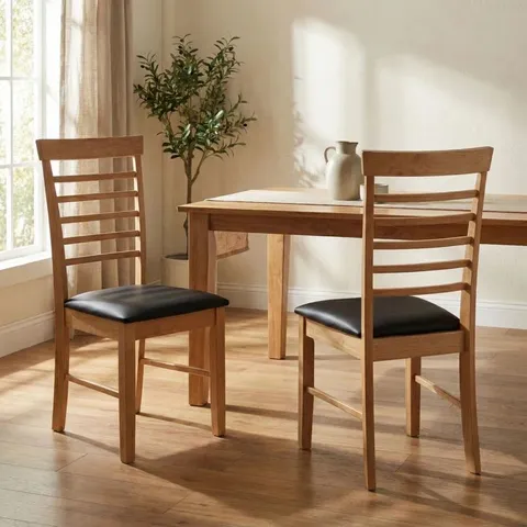 BOXED PAIR OF BOWERBANK FARAH SOLID WOOD DINING CHAIRS