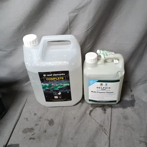 4 X ASSORTED HOUSEHOLD ITEMS INCLUDING DELHPIS ECO MULTI PURPOSE CLEANER 2L AND REEF ZLEMENTS COMPLETE PART 1 5L