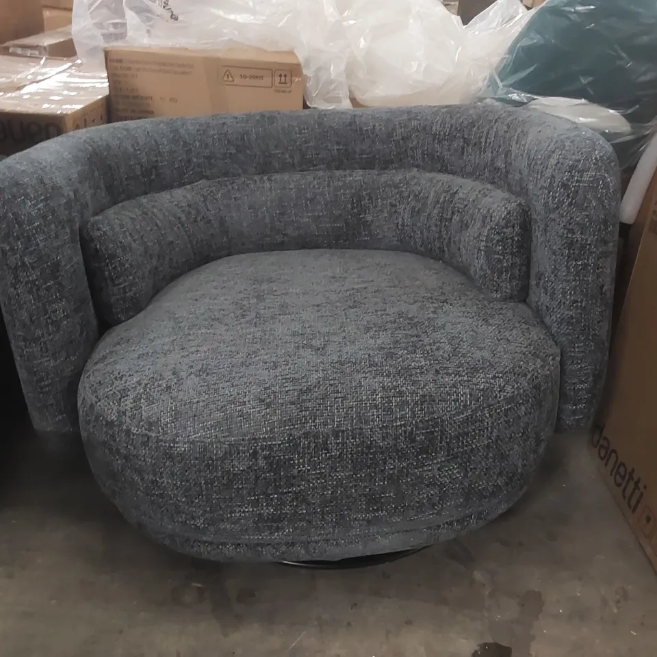 QUALITY DESIGNER DANETTI HENRY DARK BLUE CHUNKY WEAVE SWIVEL LOVE SEAT