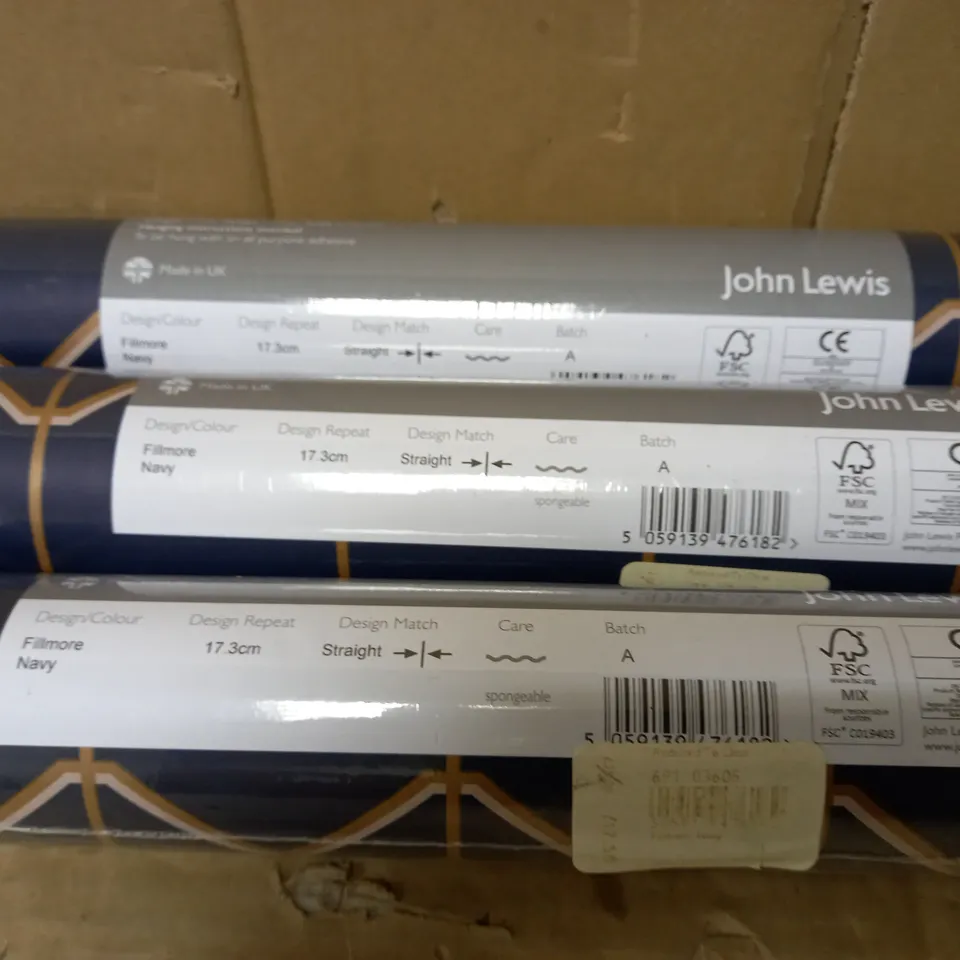 JOHN LEWIS FILLMORE NAVY WALLPAPER x3 