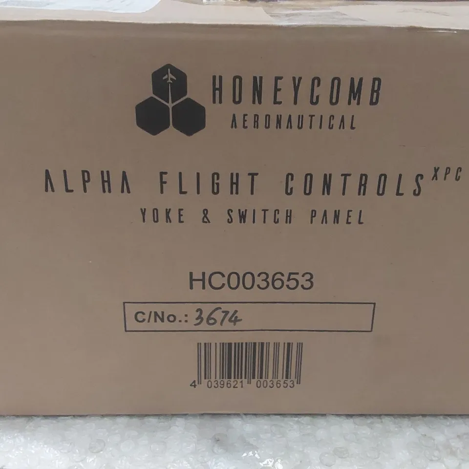 BOXED HONEYCOMB AERONAUTICAL HC003653 ALPHA FLIGHT CONTROLS YOKE & SWITCH PANEL