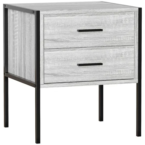 BOXED BROOKLYN 2-DRAWER BEDSIDE CABINET - GREY