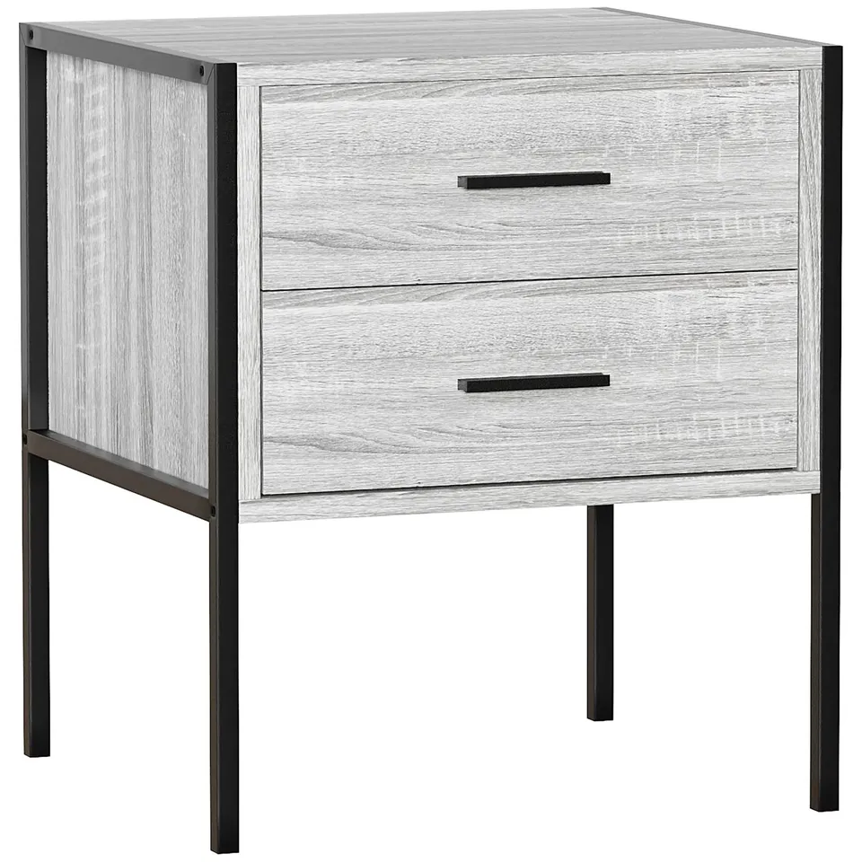 BOXED BROOKLYN 2-DRAWER BEDSIDE CABINET - GREY