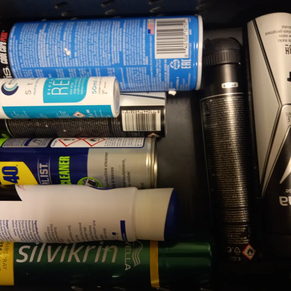 LOT OF APPROXIMATELY 15 ASSORTED AEROSOLS, TO INCLUDE QUARTZ CARE, LEAK STOP, CLEANING PRODUCTS, ETC - COLLECTION ONLY