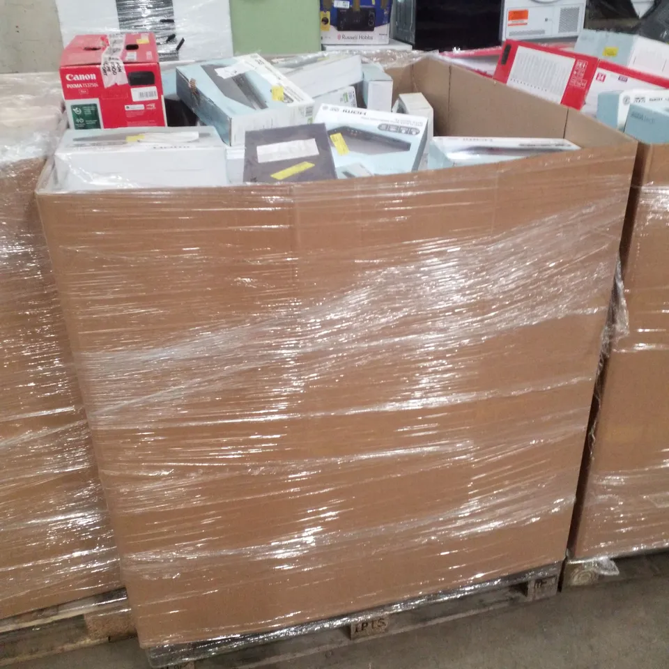 PALLET CONTAINING ASSORTED ELECTRICAL RETURNS INCLUDING CANON PIXMA PRINTER, DVD PLAYER WITH HDMI FUNCTION, BLUETOOTH SPEAKER & DAB+/FM RADIO