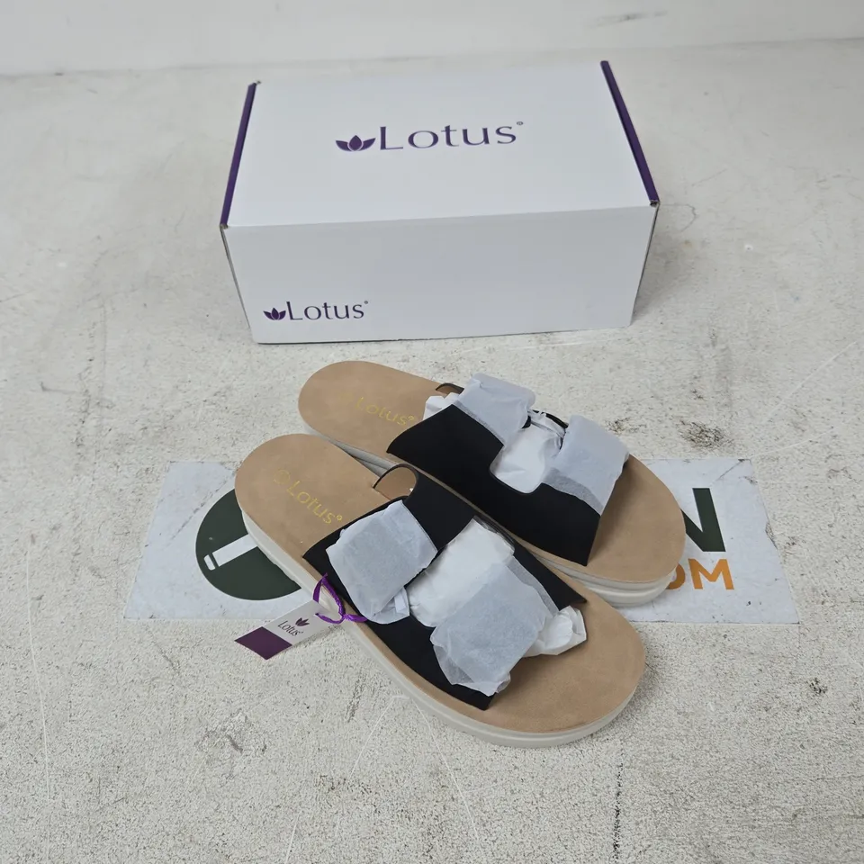 LOTUS VOLOS SANDALS – BLACK STRAPS, UK 7 (EU 40)