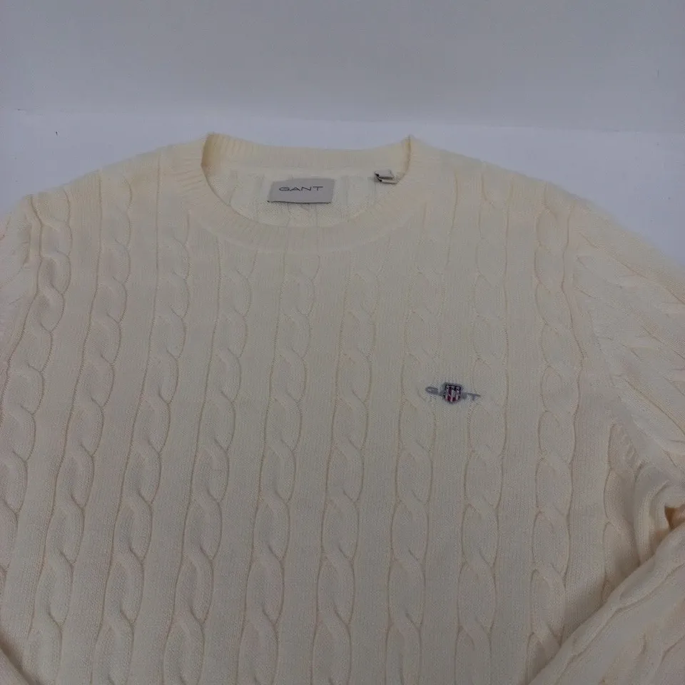 GANT CREAM CABLE-KNIT SWEATER - LARGE