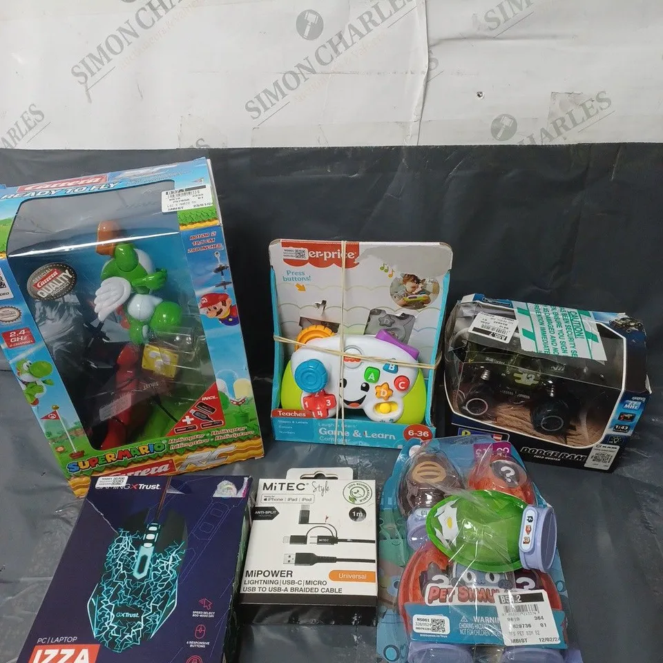 APPROXIMATELY 20 TOYS AND GAMES TO INCLUDE SUPER MARIO BROS, FISHER PRICE ETC