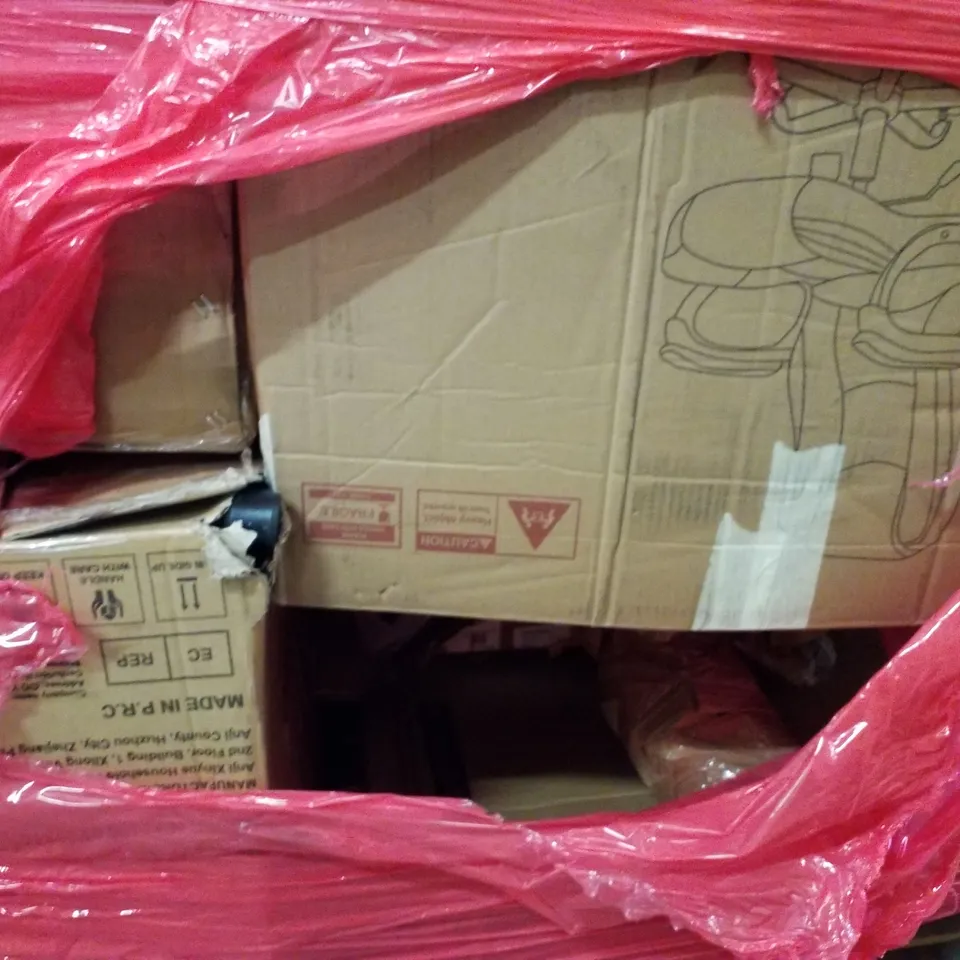 PALLET OF ASSORTED PRODUCTS INCLUDING OFFICE CHAIRS, DOG PEN