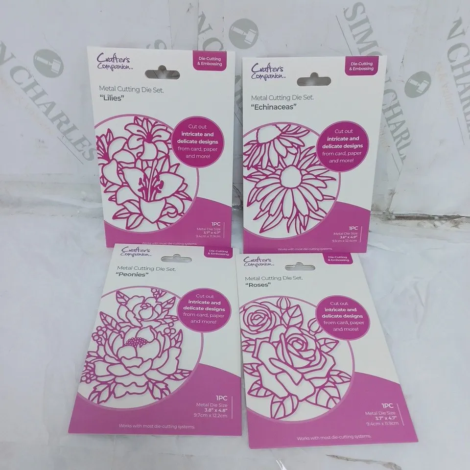 LOT OF 4 CRAFTERS COMPANION METAL CUTTING DIE SET FLORAL THEME