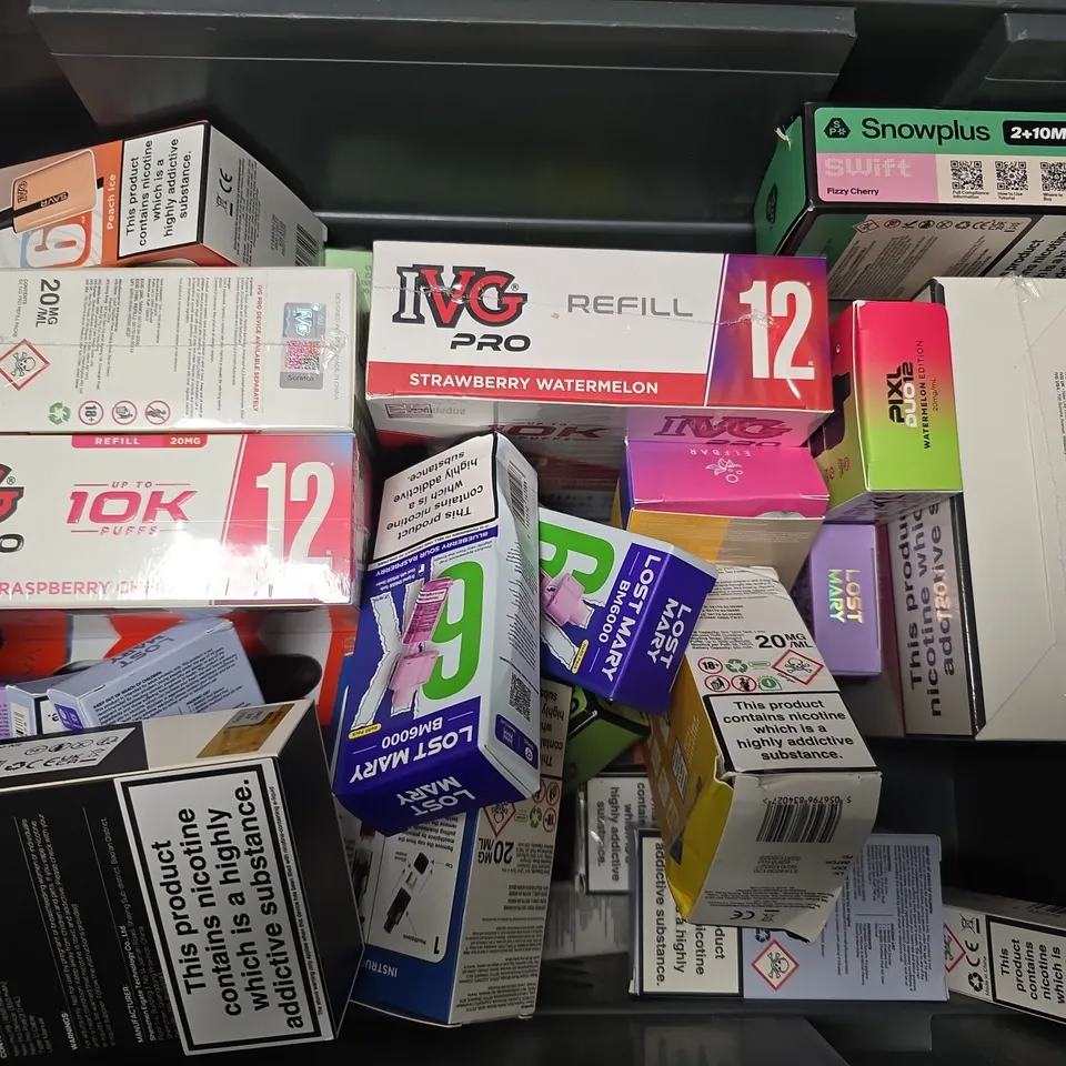 APPROXIMATELY 20 ASSORTED E-CIGARETTE PRODUCTS TO INCLUDE BRANDS SUCH AS IVG PRO, ASPIRE, ELFBAR, ETC - COLLECTION ONLY