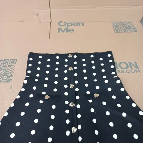 NEXT NAVY POLKA DOT TOP – WOMEN'S, UK SIZE L, BUTTON FRONT