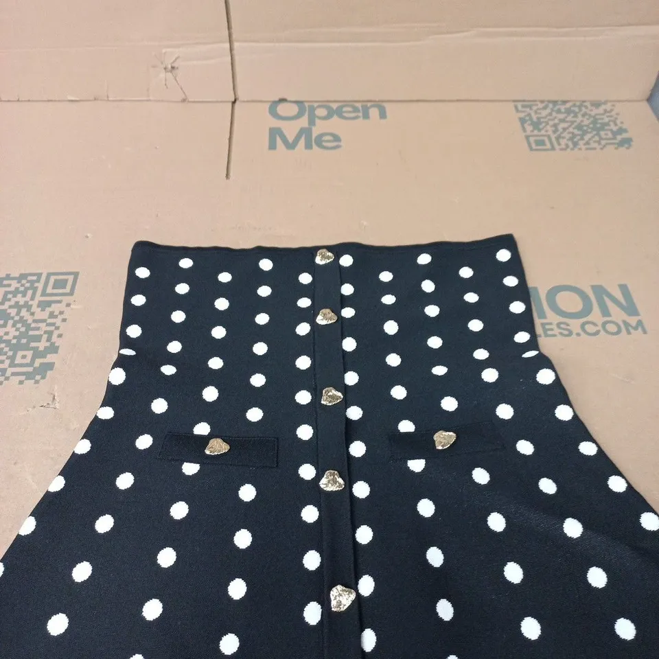 NEXT NAVY POLKA DOT TOP – WOMEN'S, UK SIZE L, BUTTON FRONT