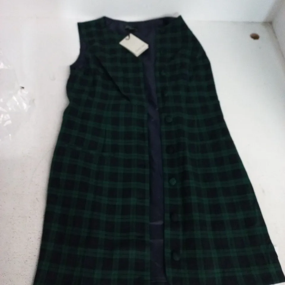 NOBODYS CHILD TAILORING GREEN ELLIE MINI DRESS IN CHECK - UK 10