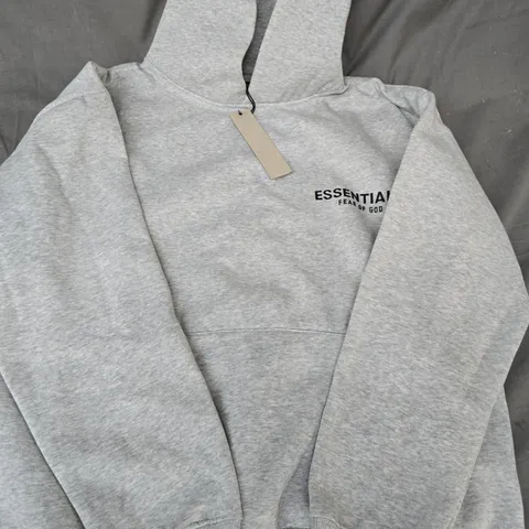 ESSENTIALS FEAR OF GOD PULL-OVER HOODIE IN GREY SIZE SMALL