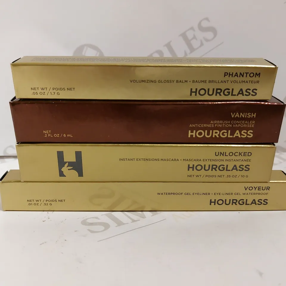 4 HOURGLASS ITEMS TO INCLUDE VOLUMISING GLOSSY BALM, AIRBRUSH CONCEALER, MASCARA
