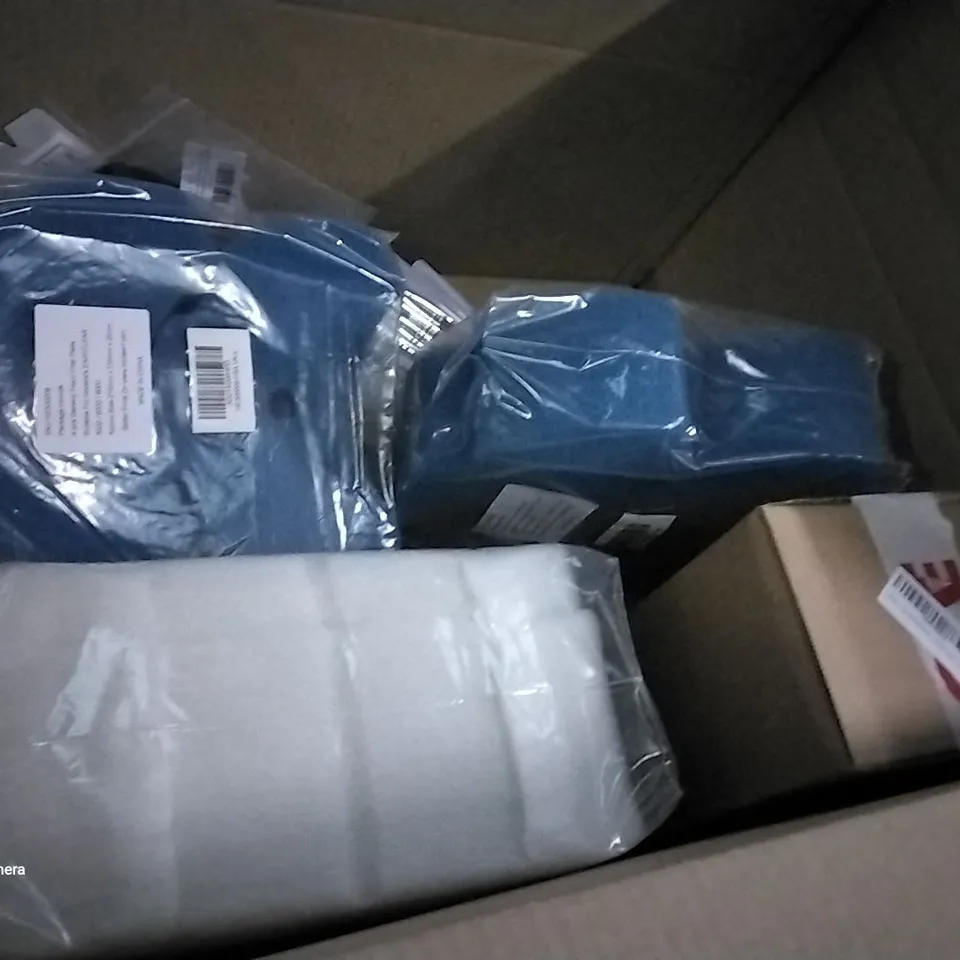 PALLET OF ASSORTED ITEMS INCLUDING BE CURIOUS NOTEBOOK, 6PCS BRUSH SET, 6PC FOAM FILTERS, CACTUS PRINT PET COLLAR, KOPPARBERG GLASS, REFRIGERATOR STORAGE BOXES