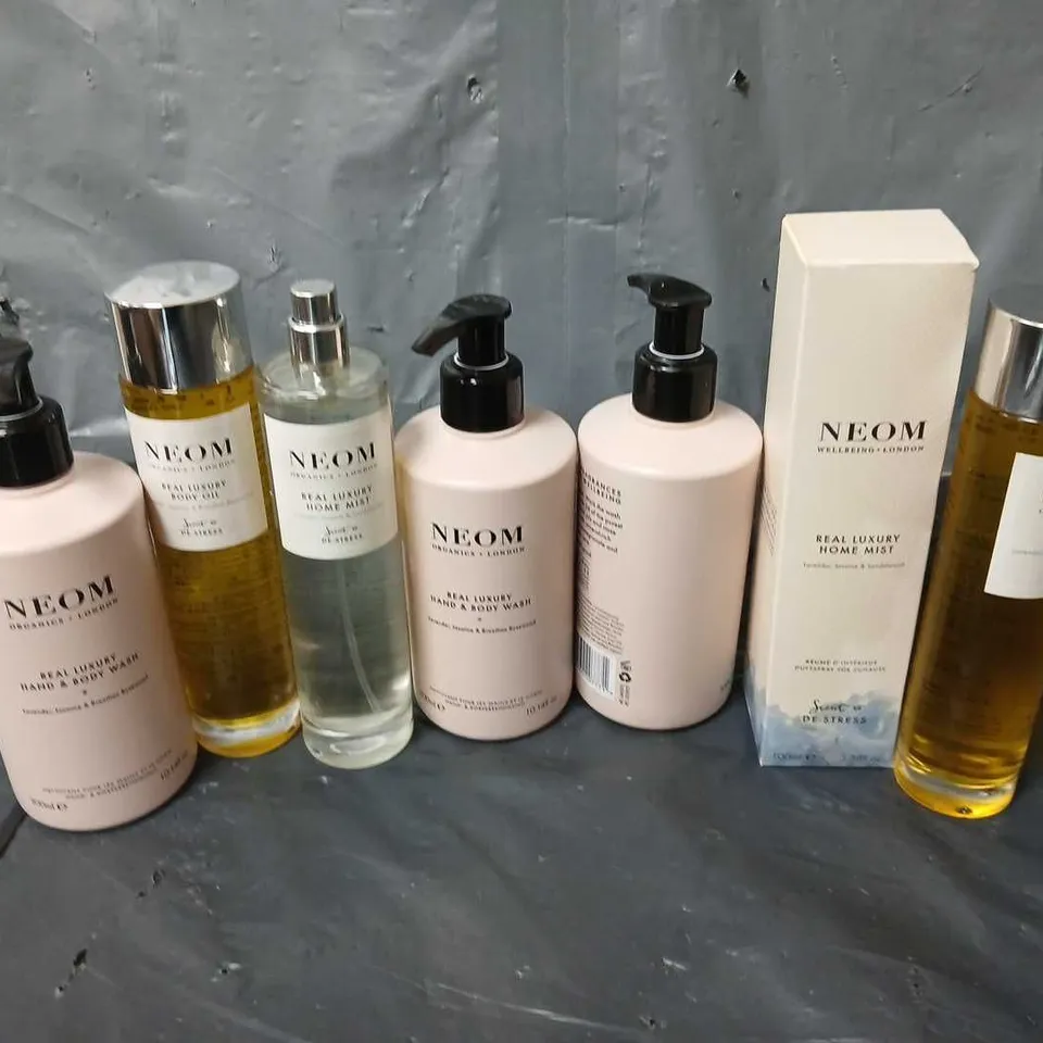 NEOM 7 PC SET TO INCLUDE HAND & BODY WASH, BODY OIL, LUXURY HOME MIST