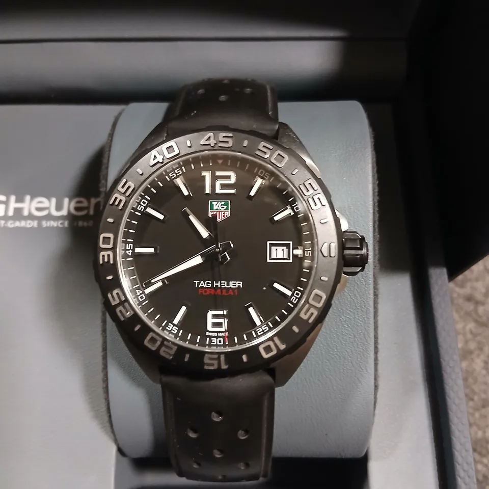 TAG HEUER FORMULA 1 WATCH – BLACK DIAL, BLACK BEZEL, RUBBER STRAP (BOXED)