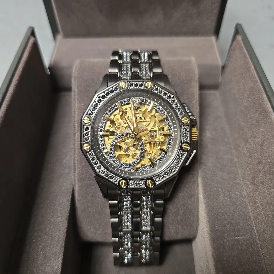 BULOVA OCTAVA AUTOMATIC MEN'S GREY IP BRACELET WATCH