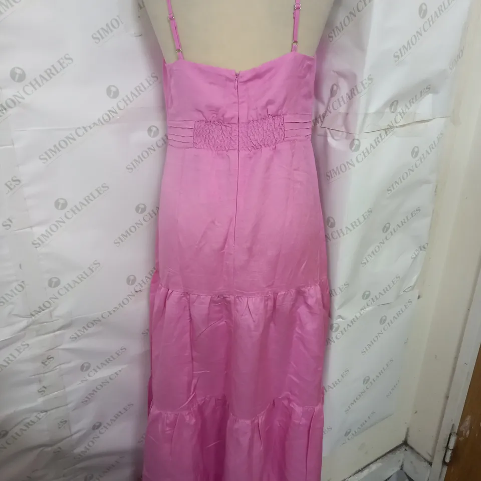SOSANDAR CUT OUT LINEN MAXI DRESS IN PINK SIZE 10