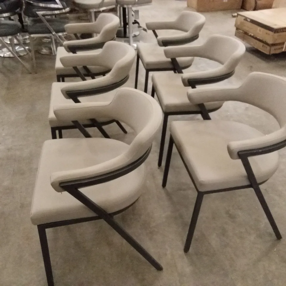 SET OF 6 FREYA FAUX LEATHER DINING CHAIRS