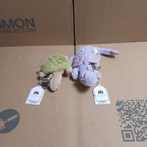 2 X JELLYCAT ITEMS: LAVENDER DRAGON BAG CHARM + I AM TIMMY TURTLE BAG CHARM (WITH BRANDED BAG)