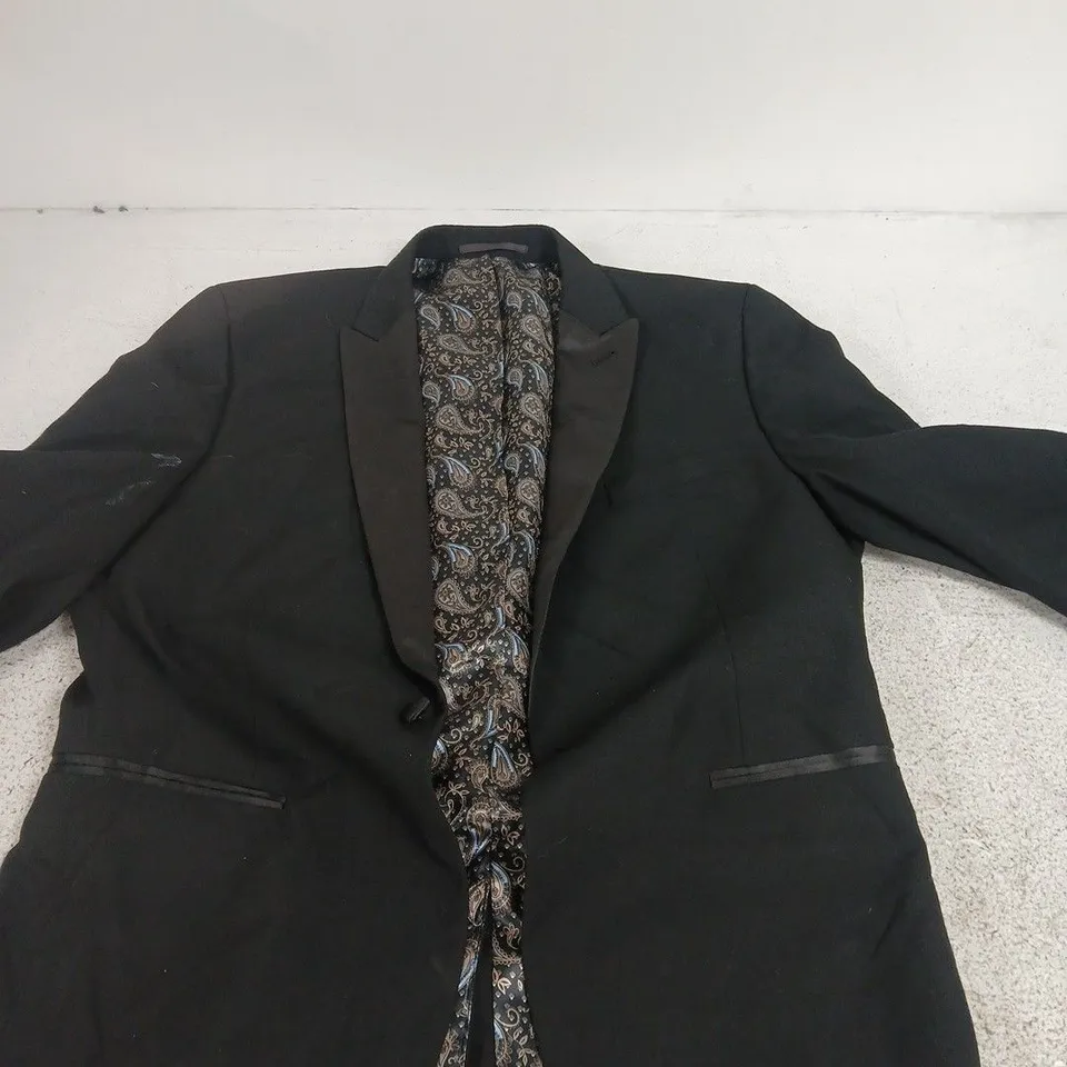 NEXT OCCASION MEN'S SLIM FIT SUIT JACKET – UK 42R, BLACK WITH PAISLEY LINING