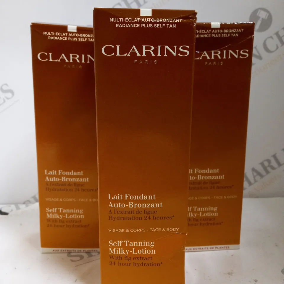 BOX OF 3 X 125ML CLARINS SELF FAKE TANNING MILKY BRONZING LOTION