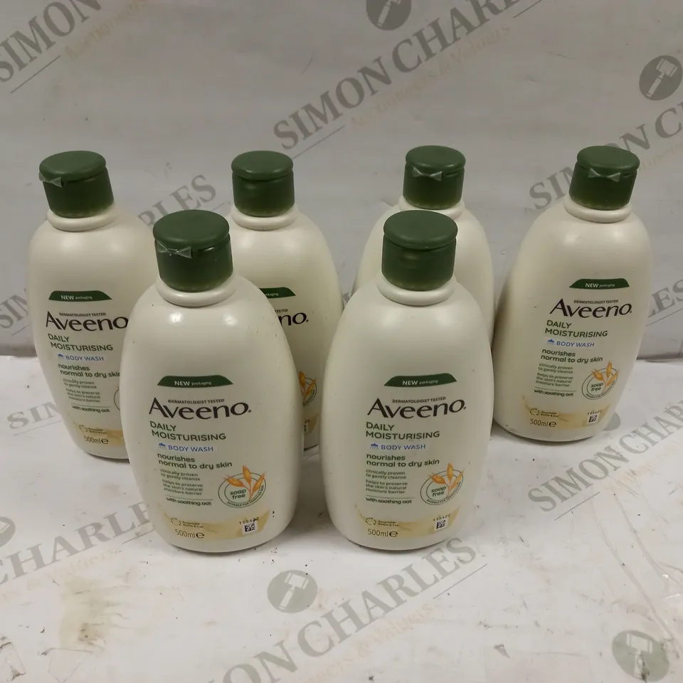 BOX OF 6 AVEENO DAILY MOISTURISING BODY WASH - (6X500ML) 