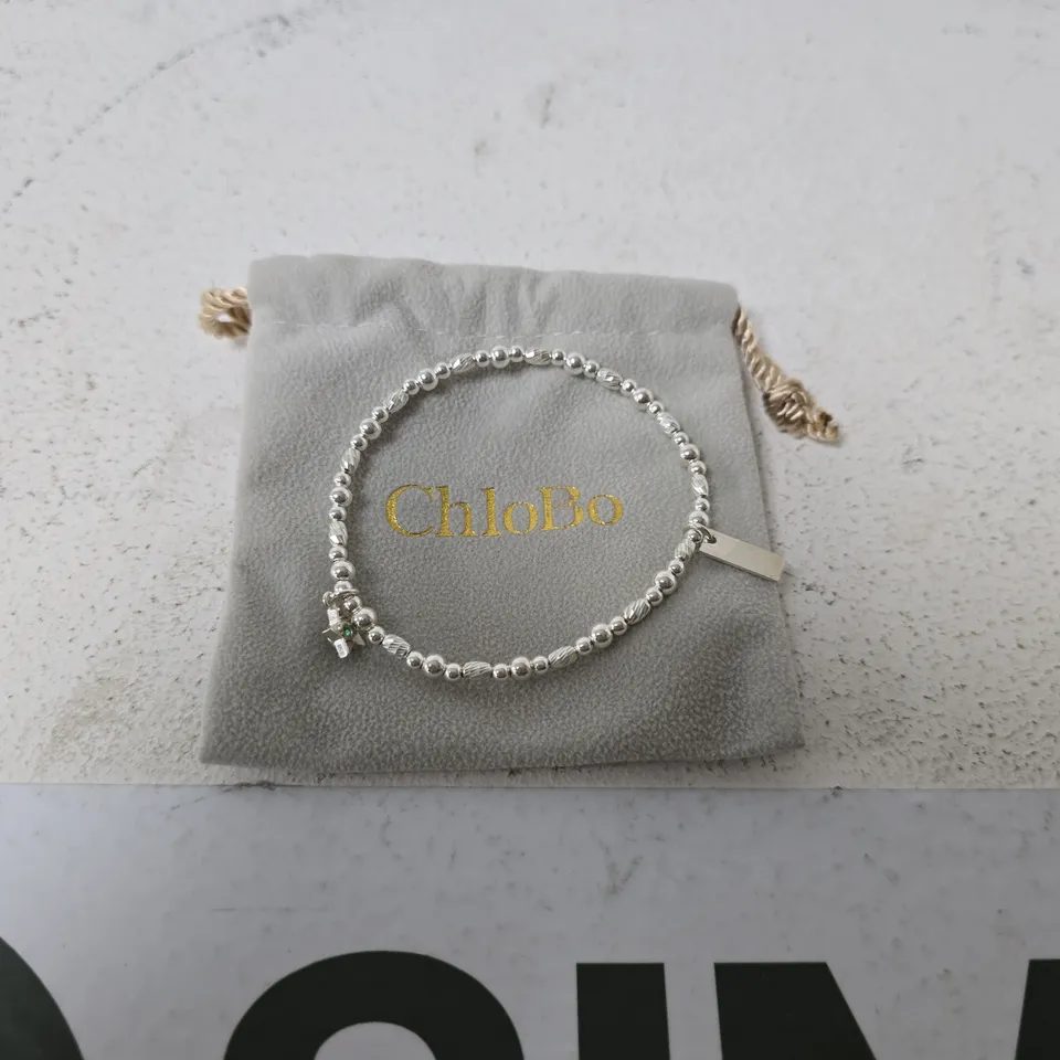 CHLOBO SILVER BEADED BRACELET WITH CHARM - BOXED