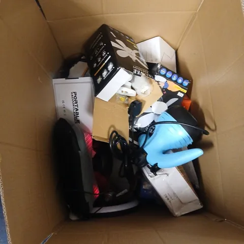 BOX OF APPROXIMATELY 18 ASSORTED TECH ITEMS TO INCLUDE: RGB KEYBOARD AND MOUSE