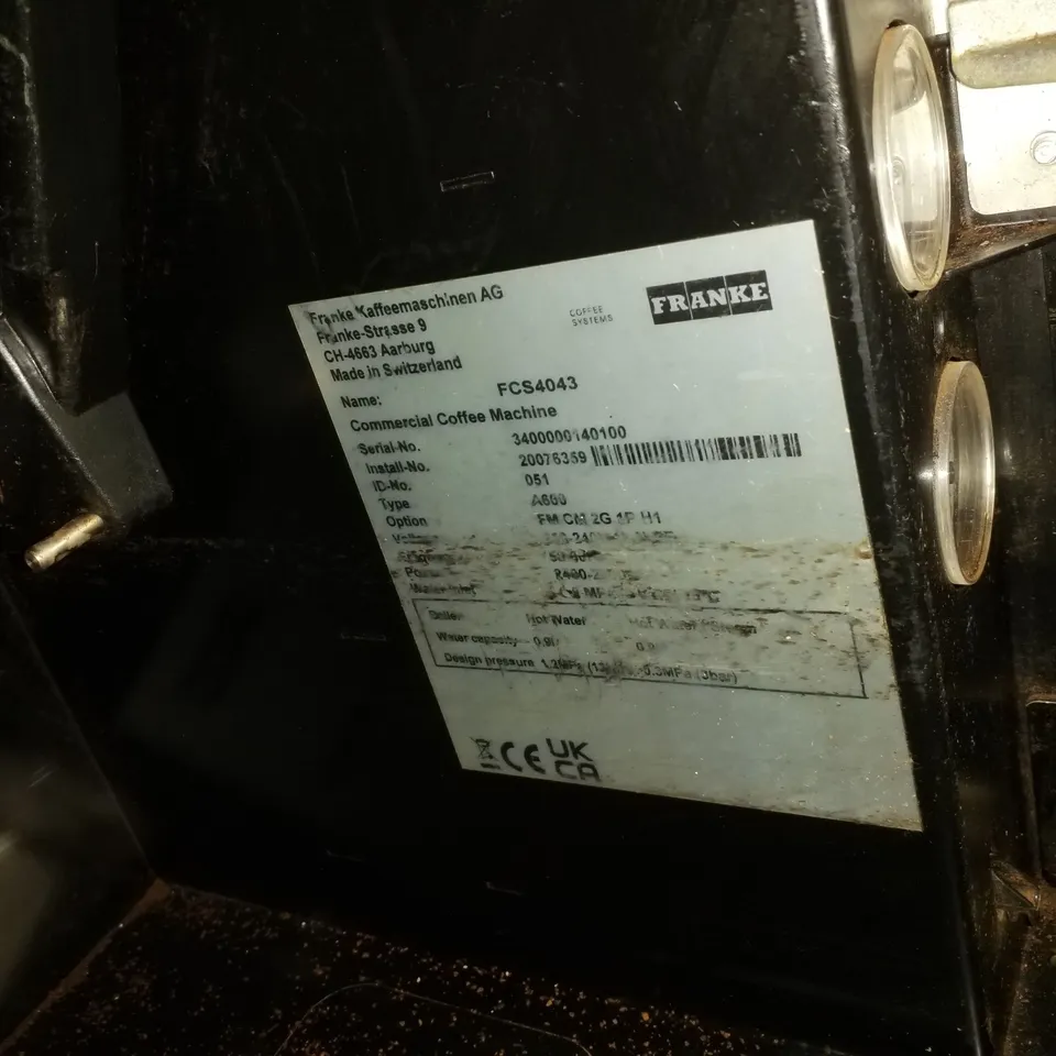 FRANKE A600 COFFEE MACHINE WITH FRIDGE