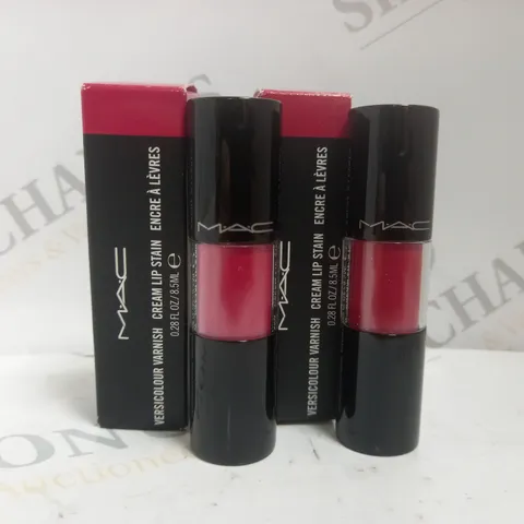 BOX OF 3 MAC COSMETICS VERSICOLOUR VARNISH CREAM LIP STAINS #108 VARNISHLY RED & #103 LIKE CANDY
